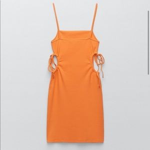 ZARA Orange Cut Out Ribbed Dress 🧡